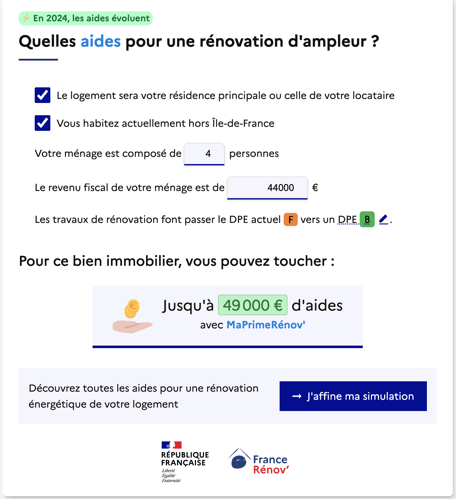 Simulateur de calcul des aides MaPrimeRénov Parcours Accompagné